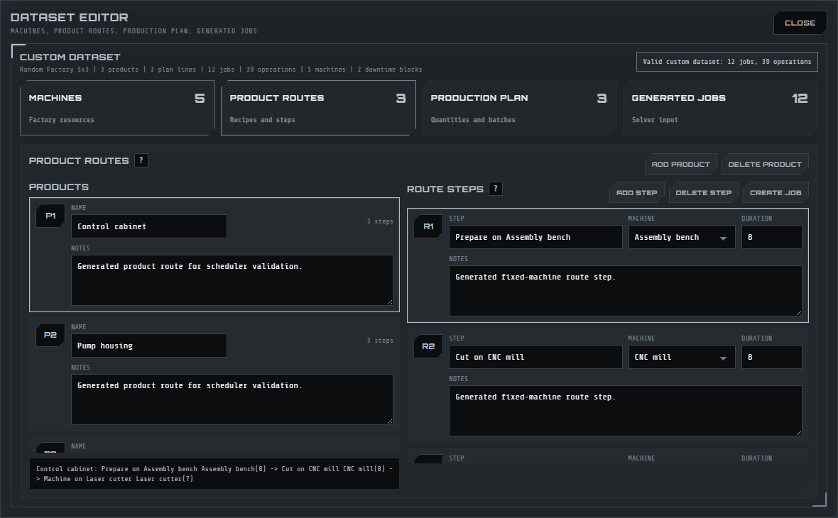 Product route editor.