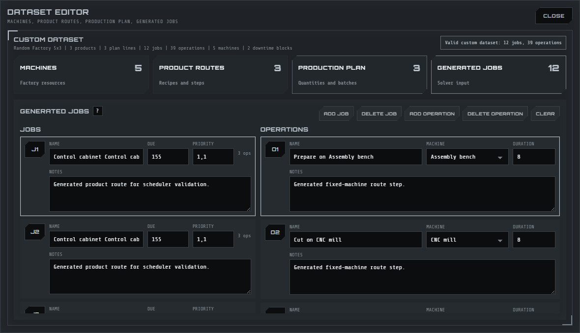 Generated jobs editor.